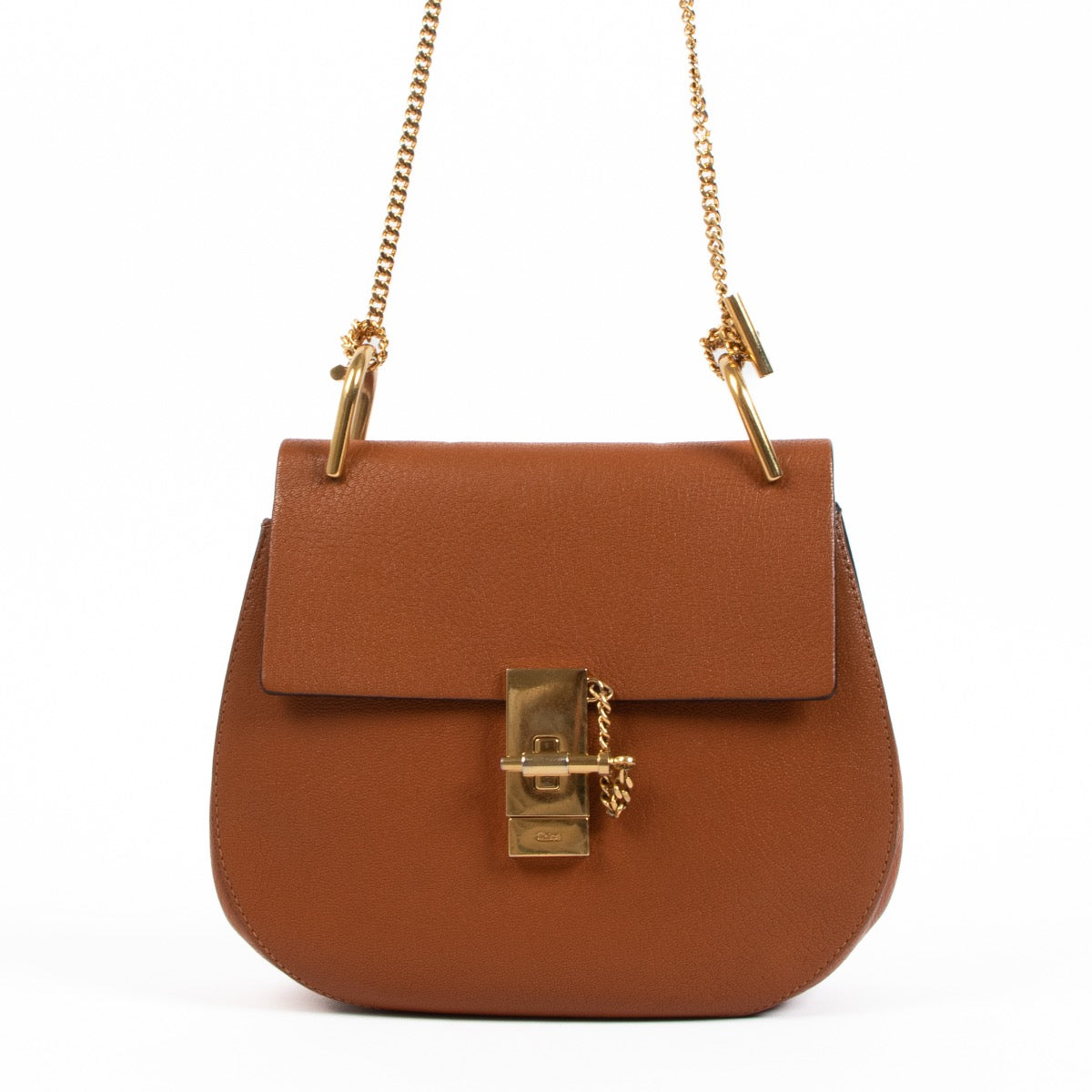 Shop safe online at Labellov in Antwerp, Brussels or Knokke this 100% authentic second hand Chloé Tan Calfskin Drew Bag
