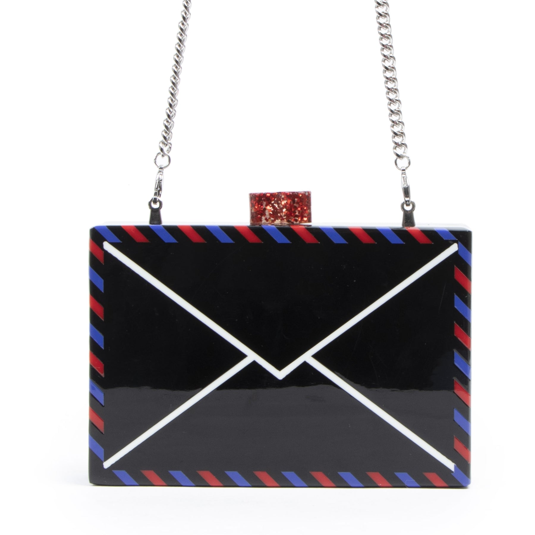 Authentic secondhand Karl Lagerfeld Postcard Minaudiere Clutch designer bags fashion luxury vintage webshop safe secure online shopping