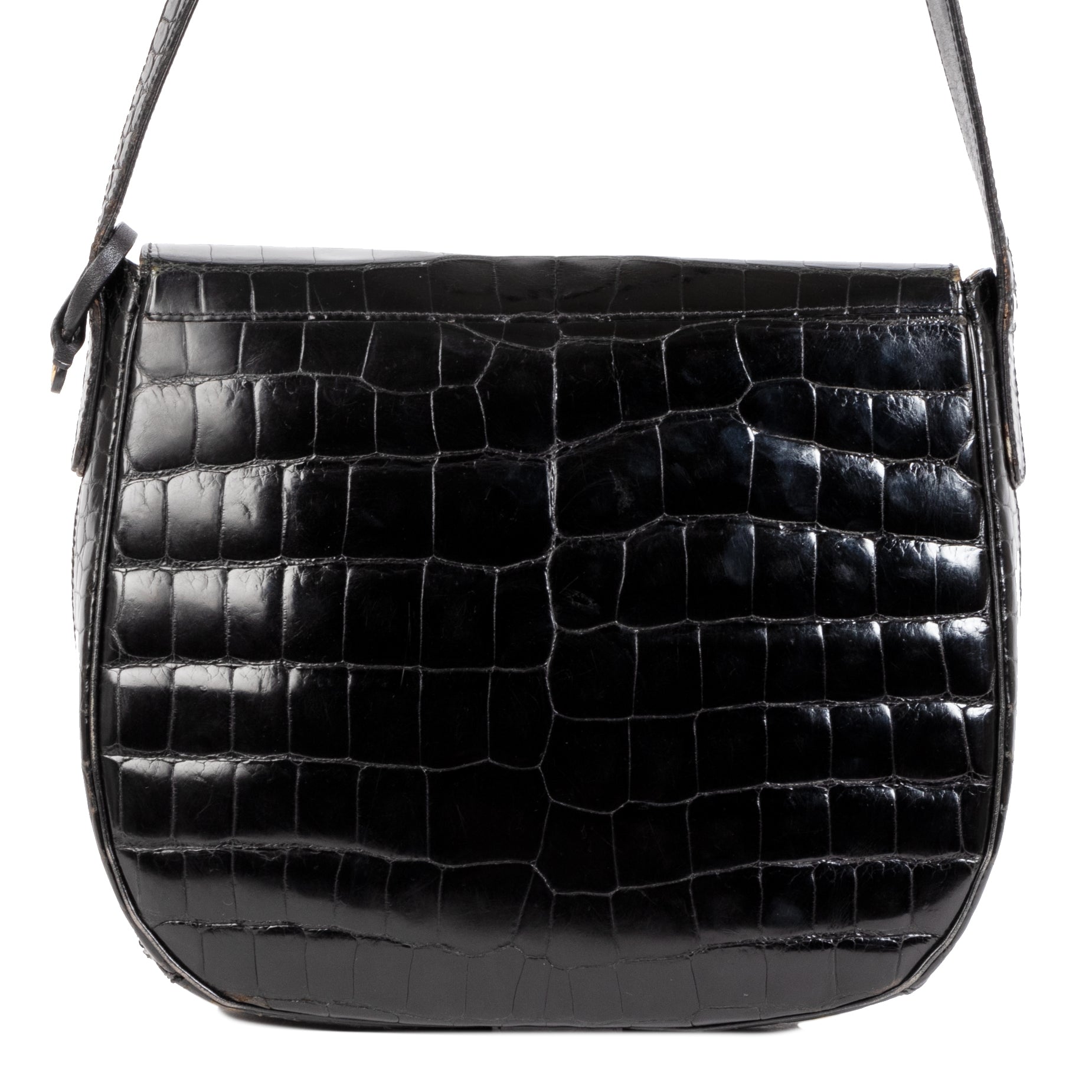 Delvaux Black Cavaliere Croco Shoulder Bag aan de beste prijs bij Labellov tweedehands