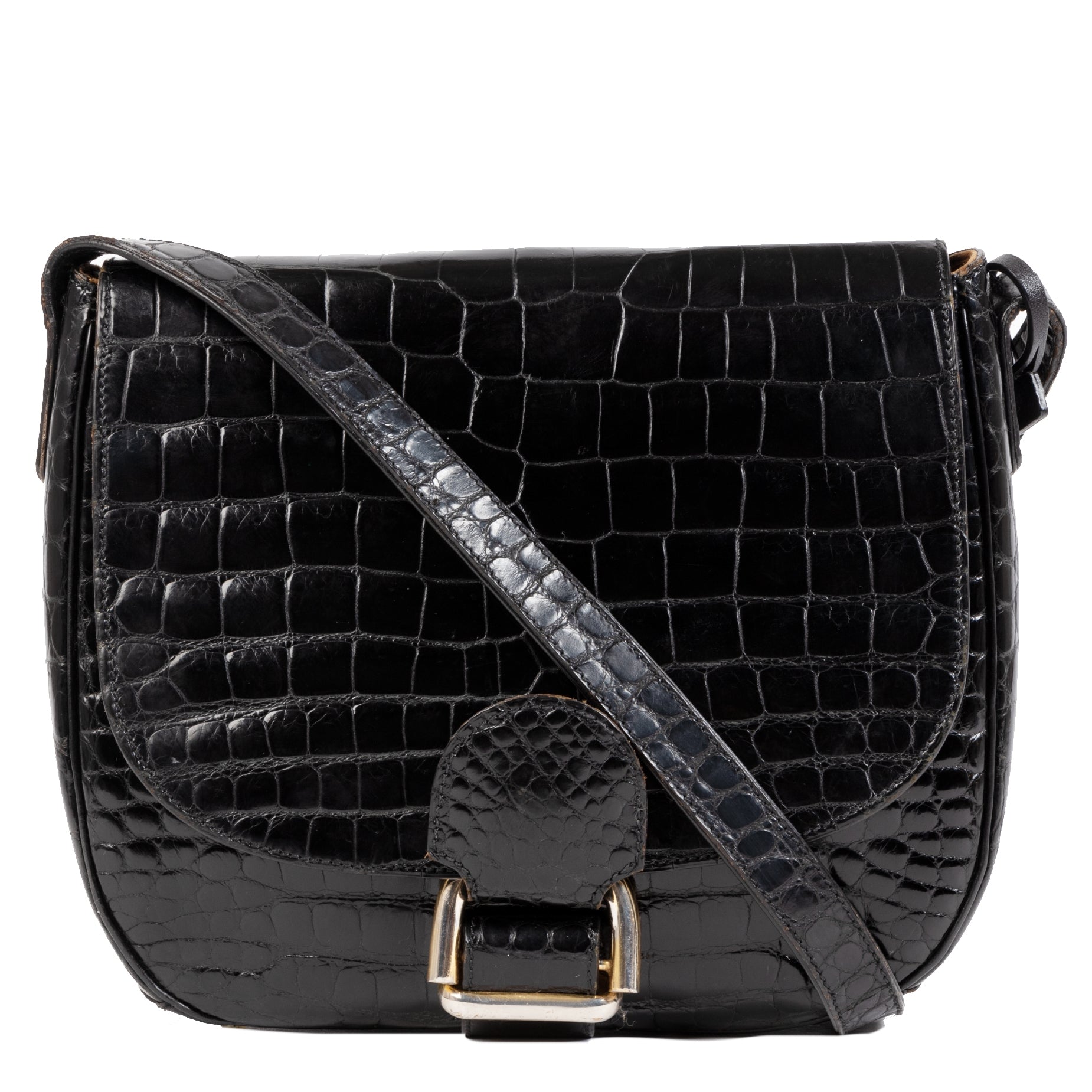 Delvaux Black Cavaliere Croco Shoulder Bag aan de beste prijs bij Labellov tweedehands luxe in Antwerpen