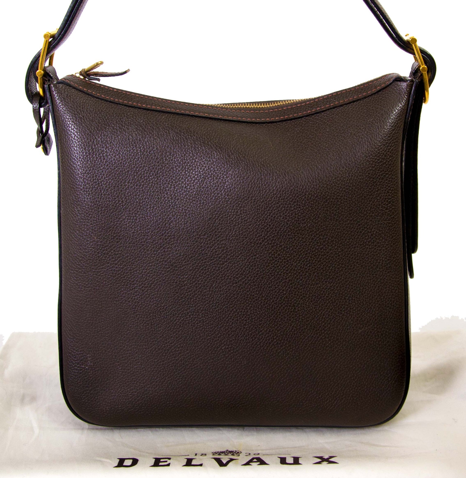 koop Delvaux Brown Leather Shoulderbag bij labellov antwerp