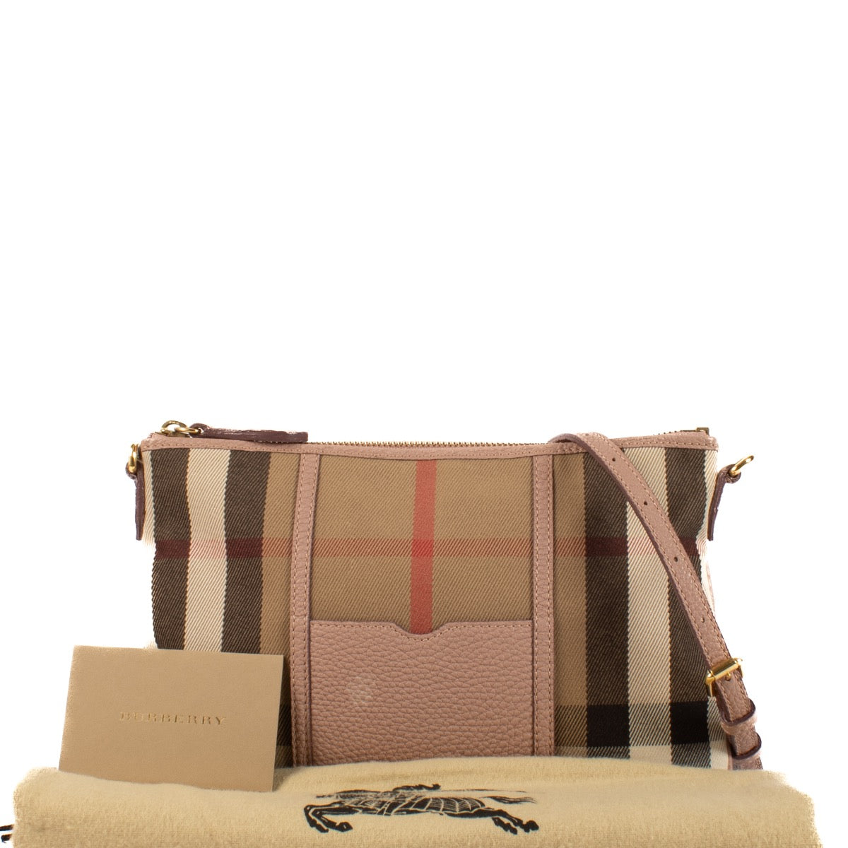 Shop safe online at Labellov in Antwerp, Brussels and Knokke this 100% authentic second hand Burberry Check Canvas Crossbody Bag