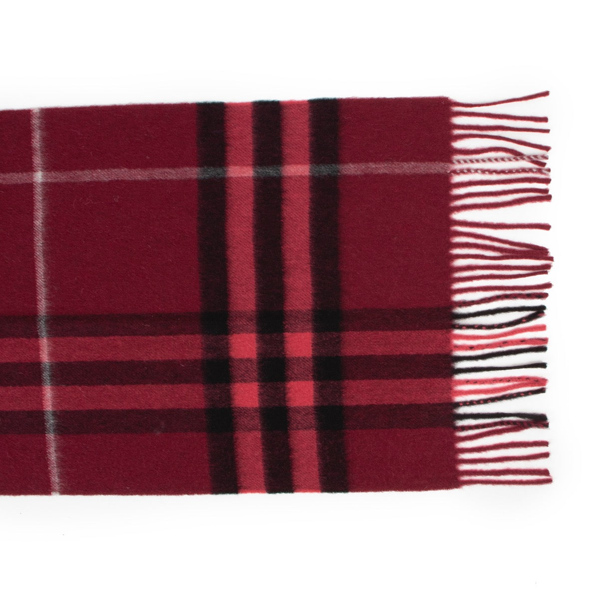 Shop authentic second hand Burberry Burgundy Check Cashmere Scarf at Labellov for the best price