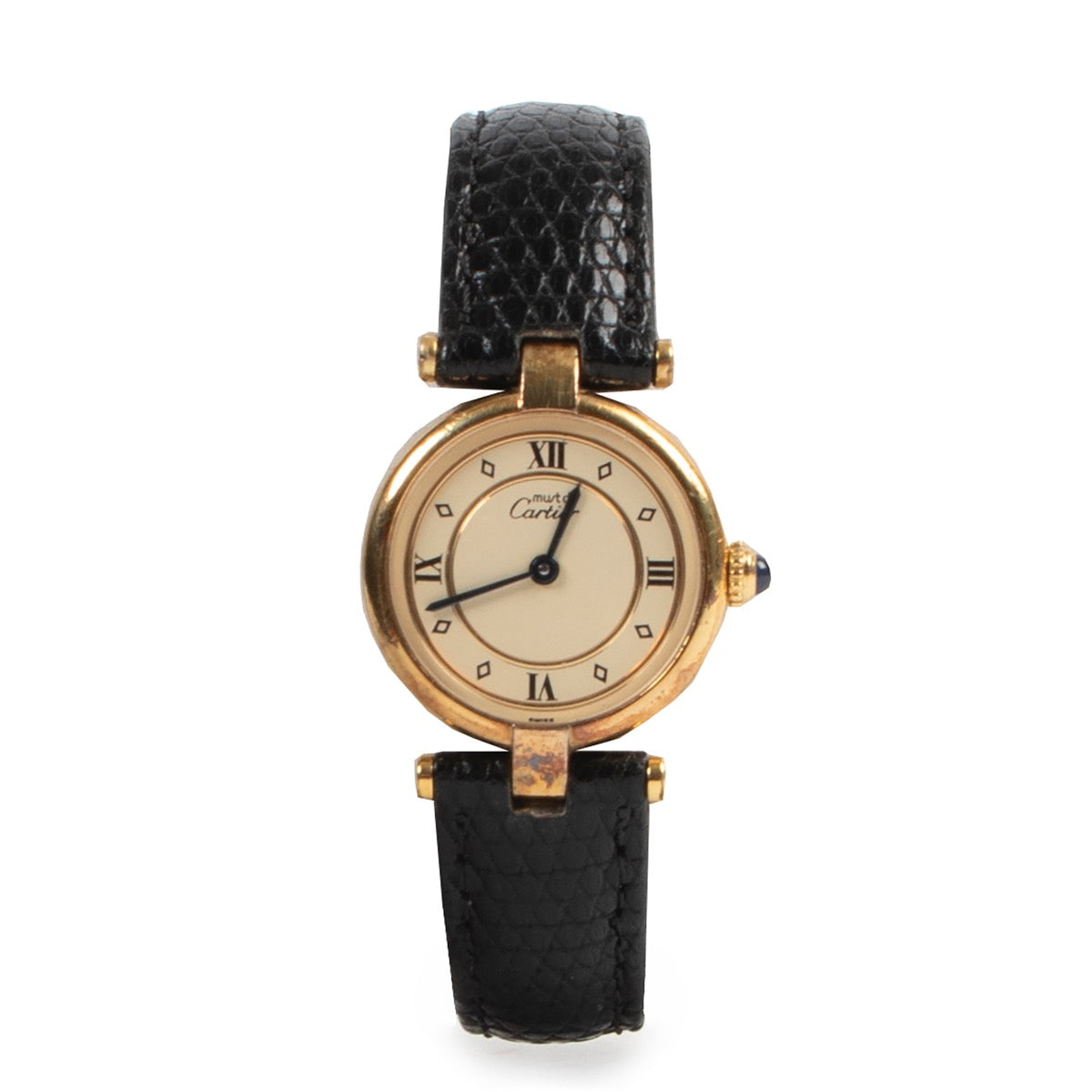Must de Cartier Must Vendôme Vermeil Black Lizard Watch