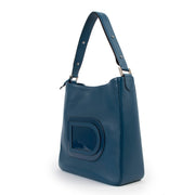 shop authentic second hand Delvaux Blue Louise Hobo MM Allure Vernis Shoulder Bag at Labellov