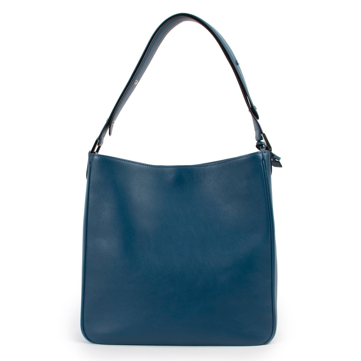 shop authentic second hand Delvaux Blue Louise Hobo MM Allure Vernis Shoulder Bag at Labellov