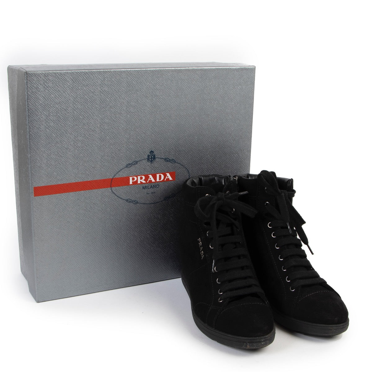 Buy an authentic pair of Prada black sneakers with heel size 37 at Labellov
