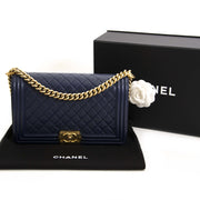 100% worldwide shipping authentic luxury Chanel Blue New Medium Boy Bag