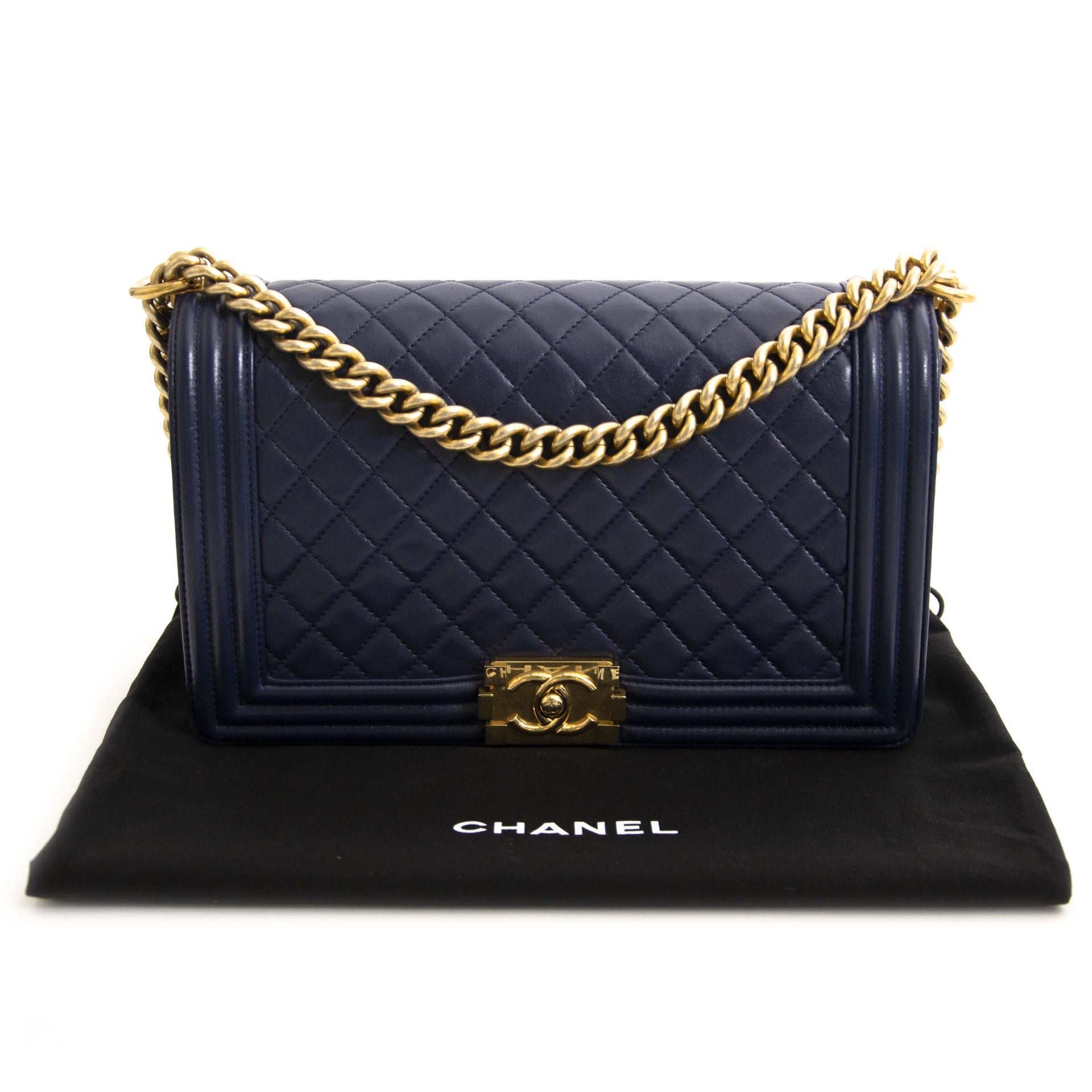 Chanel Blue New Medium Boy Bag online for the best pricce
