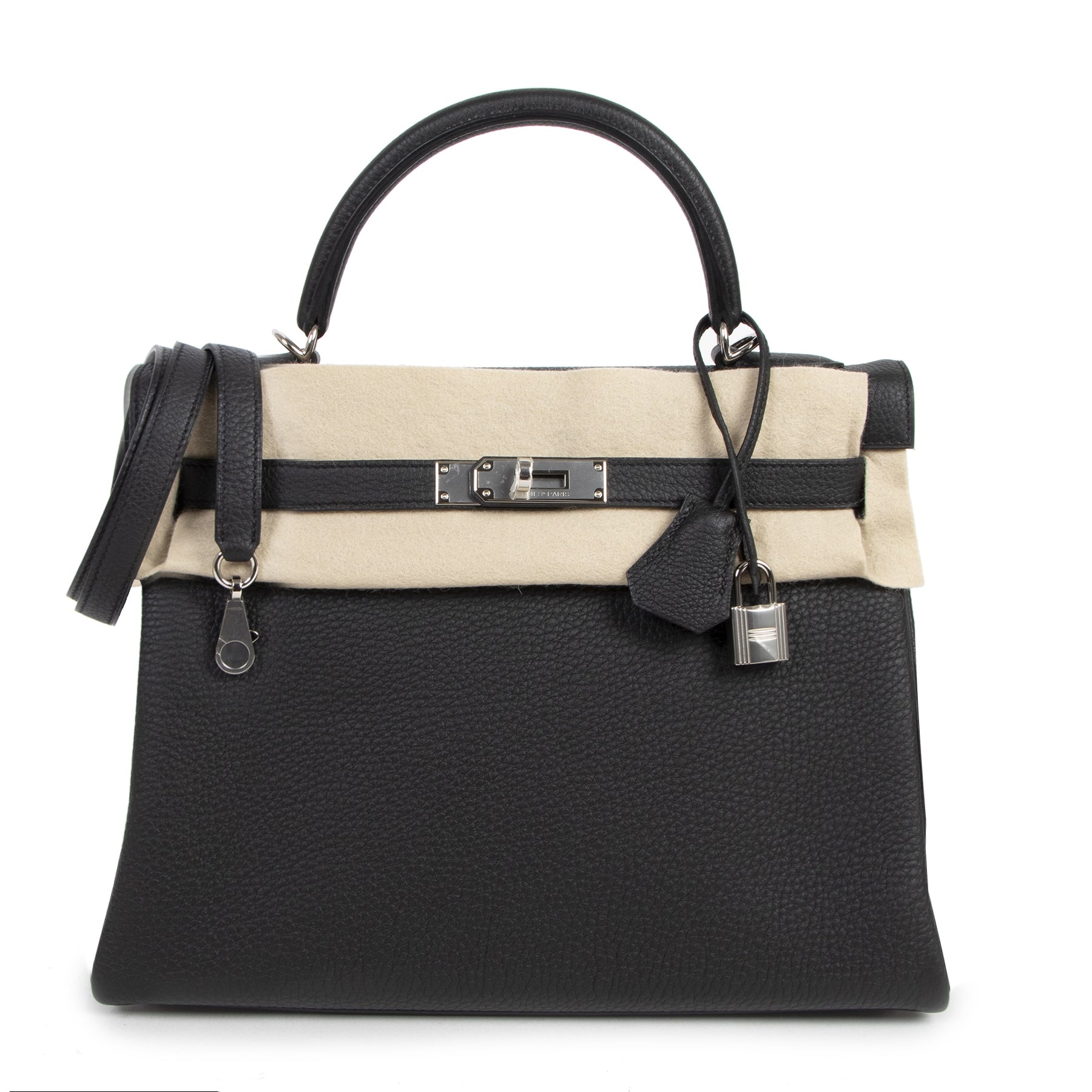 Hermès Kelly 32 Black Togo PHW te koop bij Labellov tweedehands luxe in Antwerpen