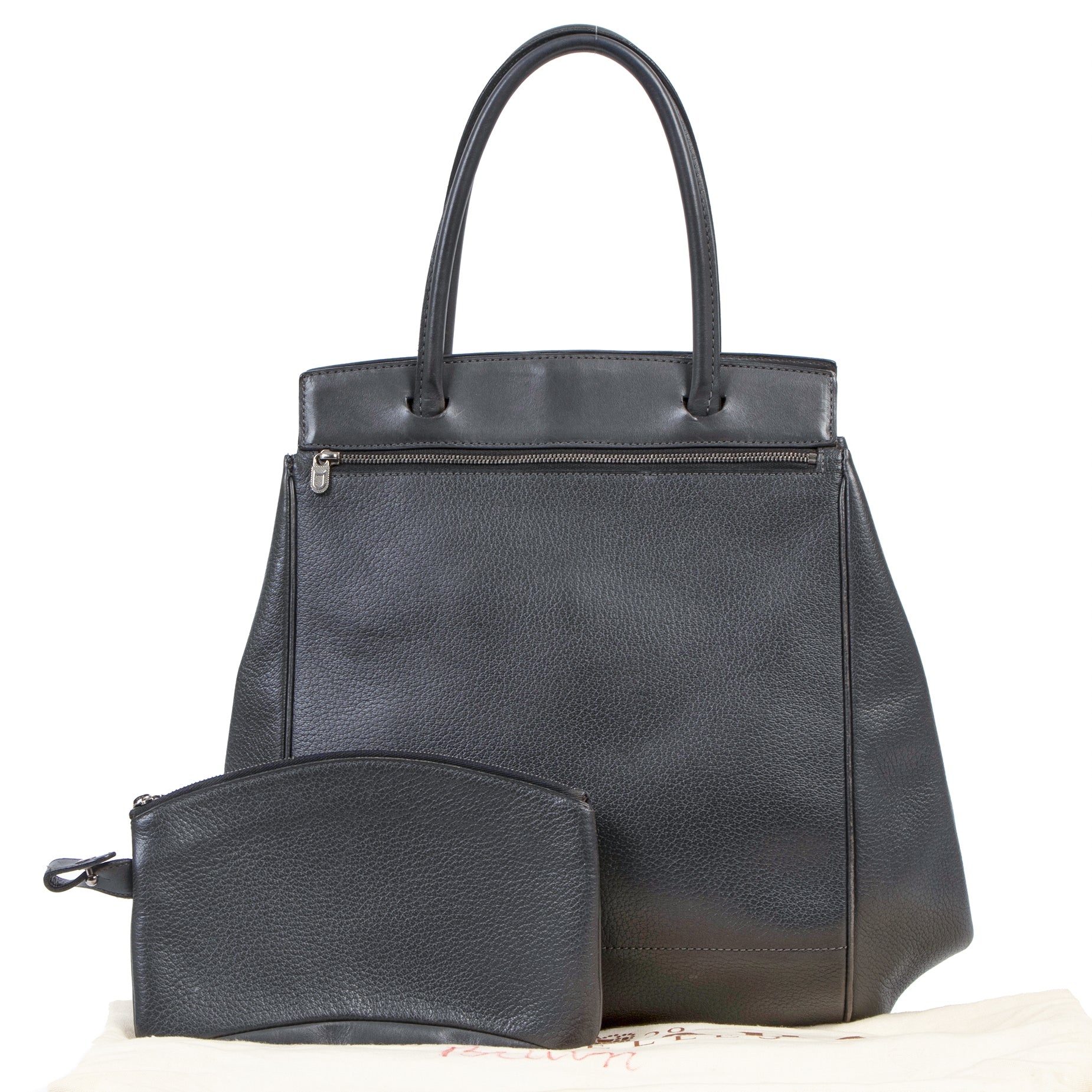 Authentic secondhand Delvaux Grey Baladin Bag designer bags fashion luxury vintage webshop safe secure online shopping designer high end brands