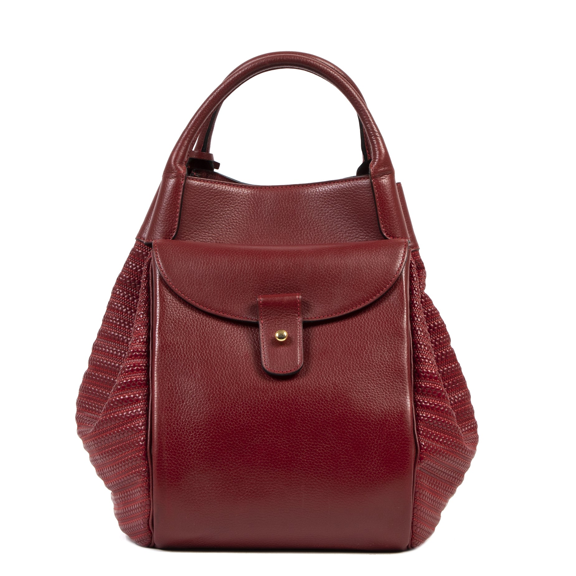 Authentieke tweedehands vintage Delvaux Red Corail Tissage Bucket Bag koop online webshop LabelLOV