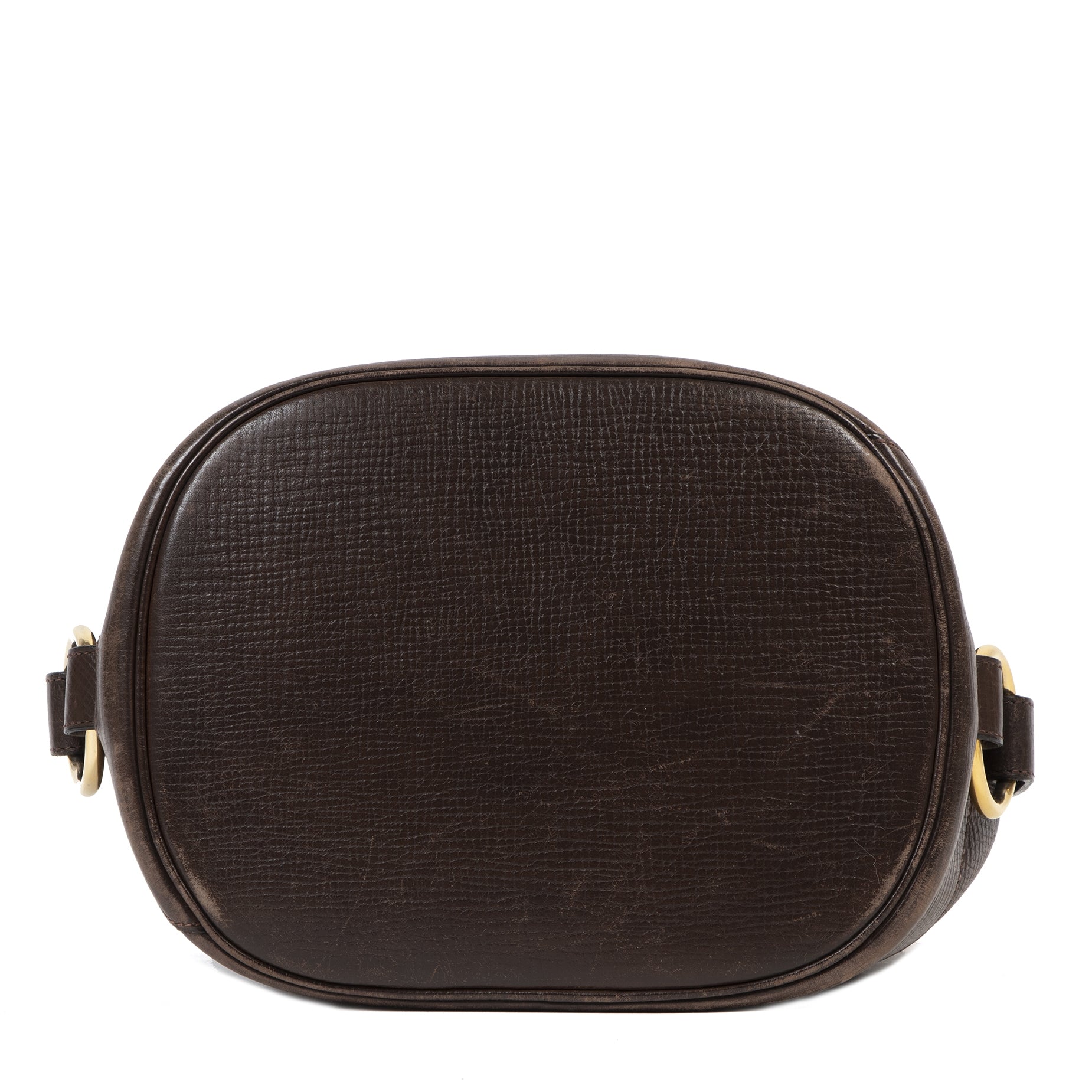 Authentieke tweedehands vintage Delvaux Brown Leather Bucket Bag koop online webshop LabelLOV