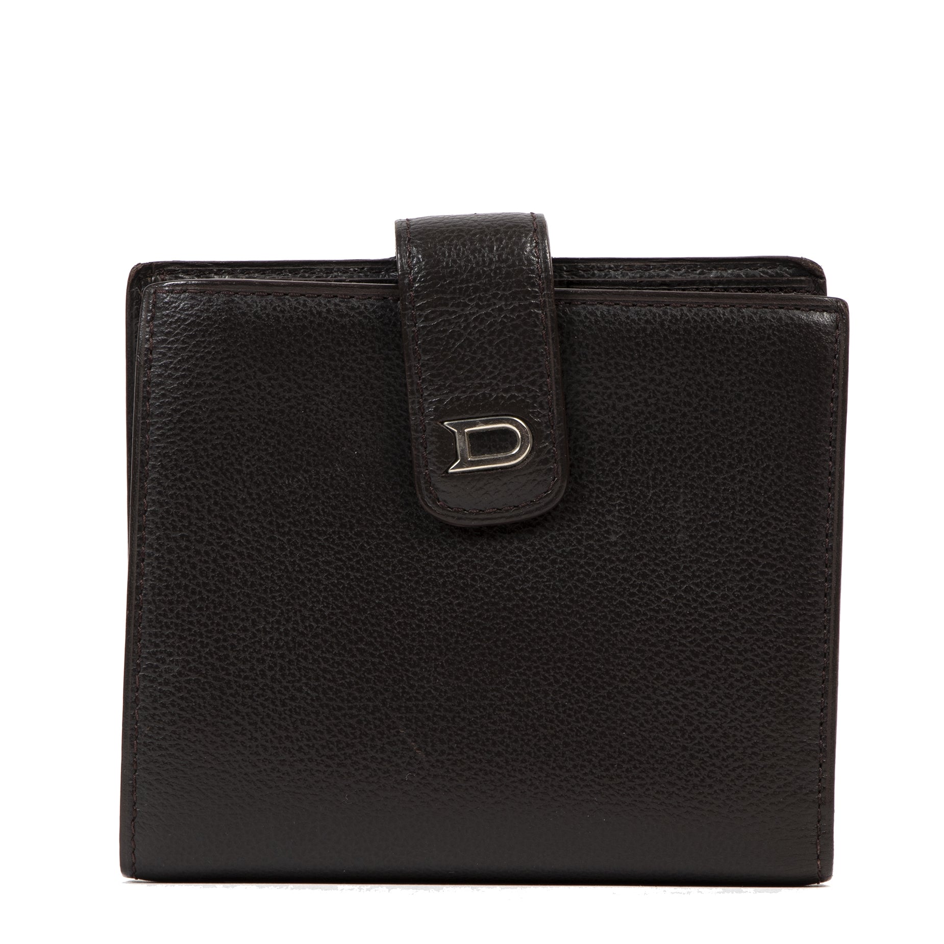 Authentique seconde-main vintage Delvaux Chocolate Compact Wallet achète en ligne webshop LabelLOV