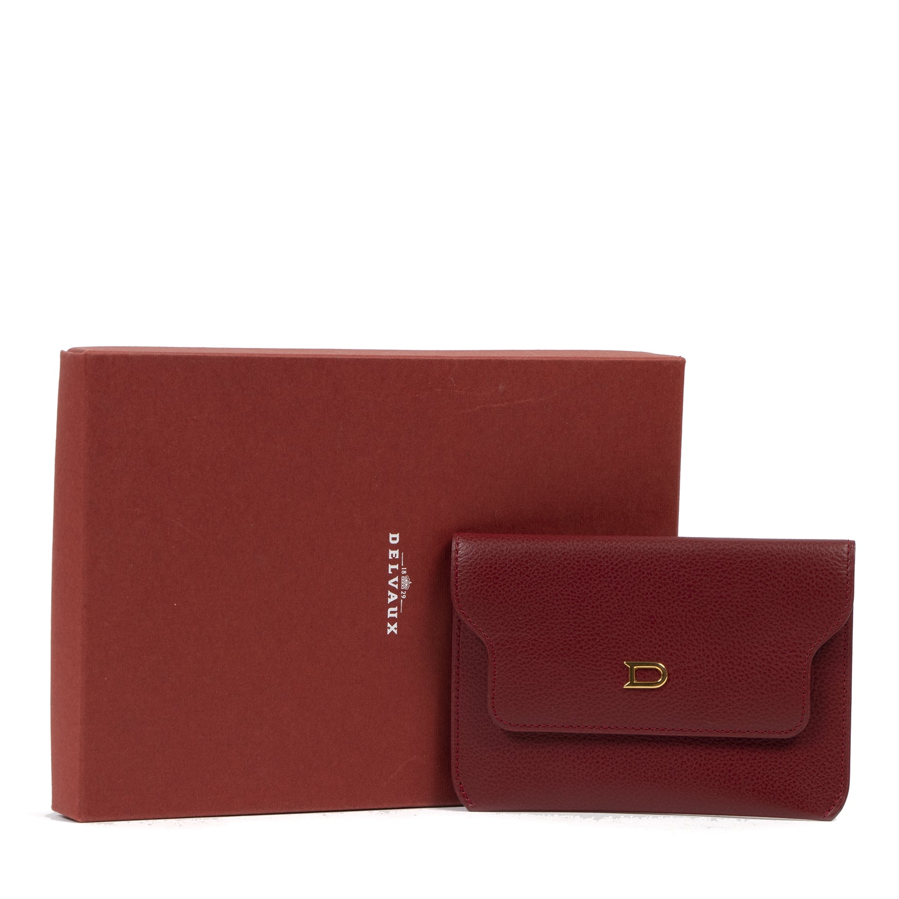 Authentieke tweedehands vintage Delvaux Burgundy Wallet koop online webshop LabelLOV