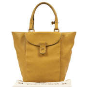 Authentic second-hand vintage Delvaux Mustard Leather Tote Bag buy online webshop LabelLOV