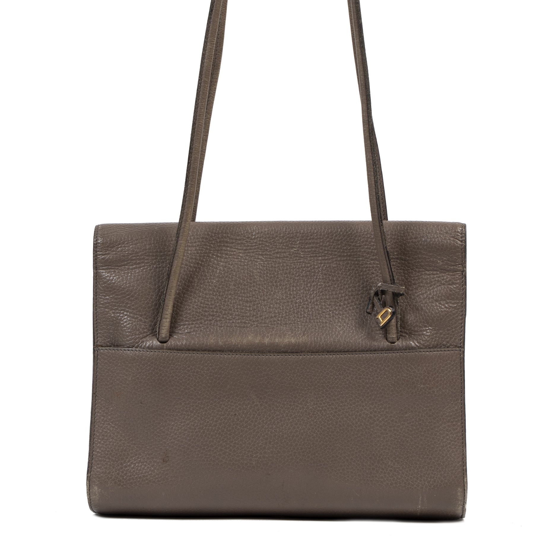 Authentic second-hand vintage Delvaux Taupe Leather Shoulder Bag buy online webshop LabelLOV