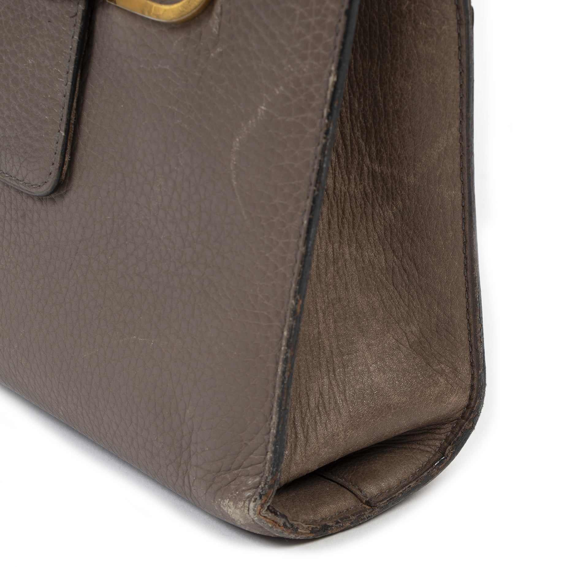 Authentique seconde-main vintage Delvaux Taupe Leather Shoulder Bag achète en ligne webshop LabelLOV