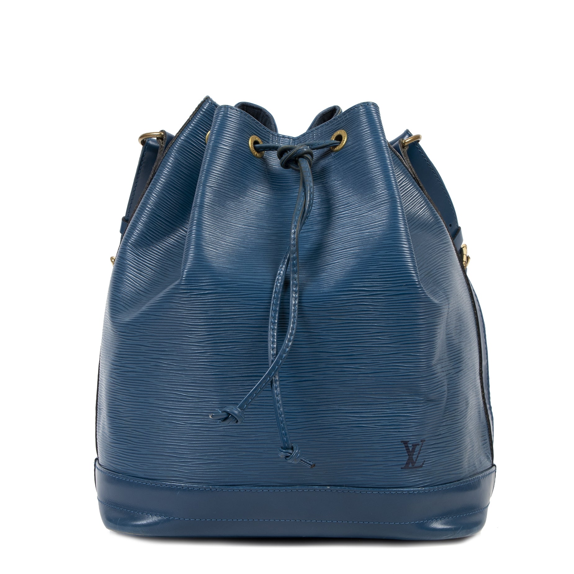 Authentique seconde-main vintage Louis Vuitton Cyan Blue Epi Leather Large Noé Bucket Bag achète en ligne webshop labelLOV