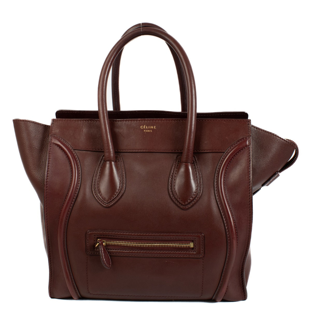 Celine Burgundy Calfskin Mini Luggage Bag