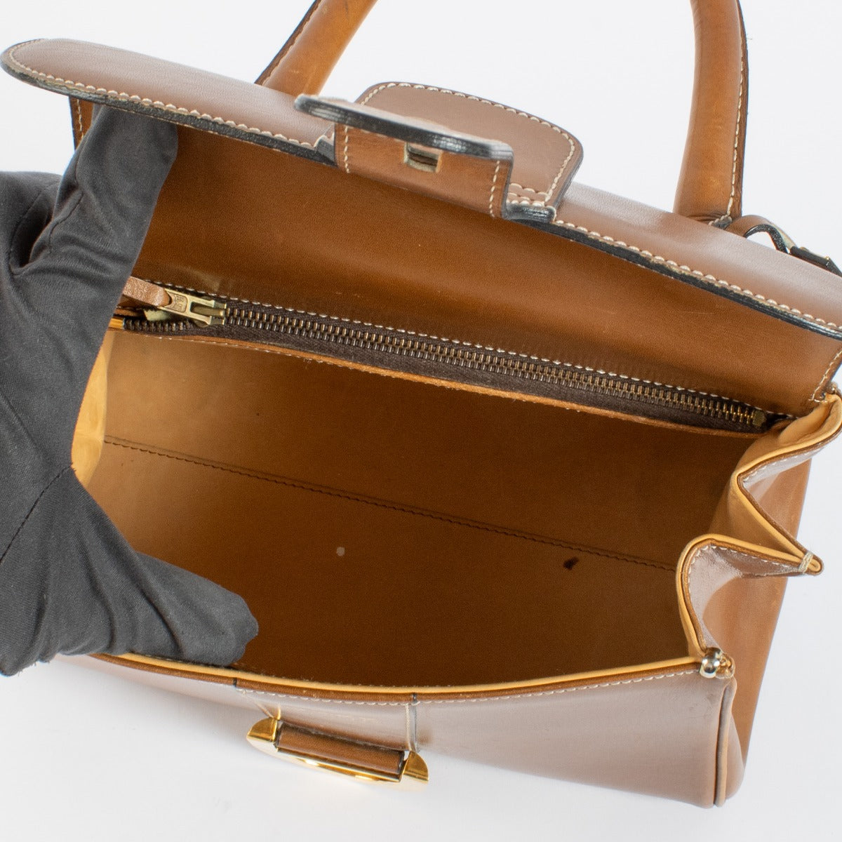 Delvaux Camel Glad Leer Vintage Brillant PM