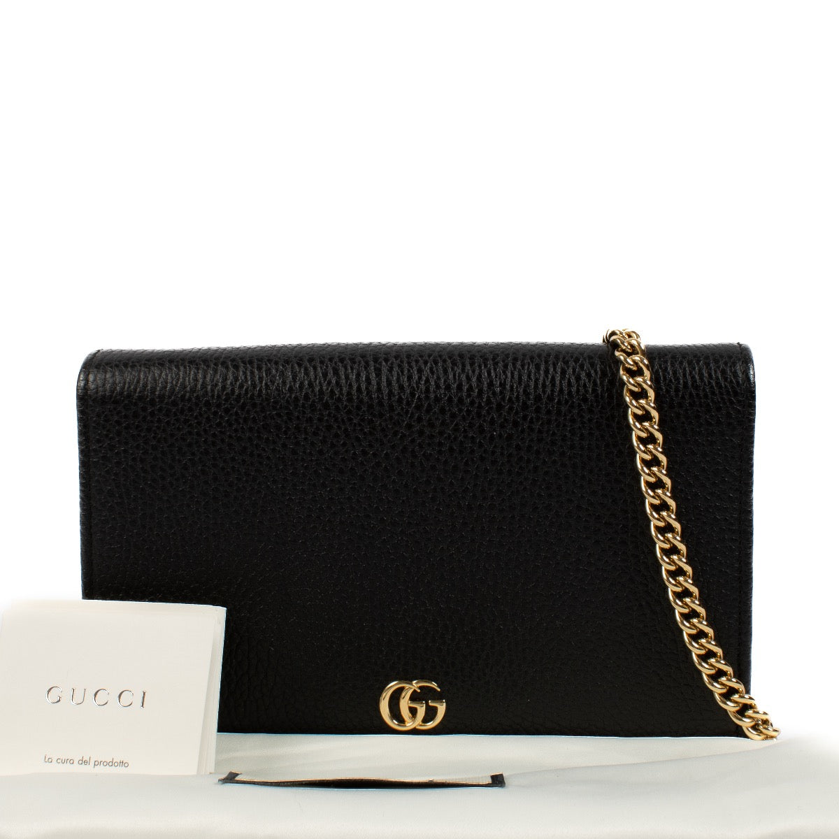 shop 100% authentic second hand Gucci Black Leather GG Marmont Chain Mini Bag on Labellov.com