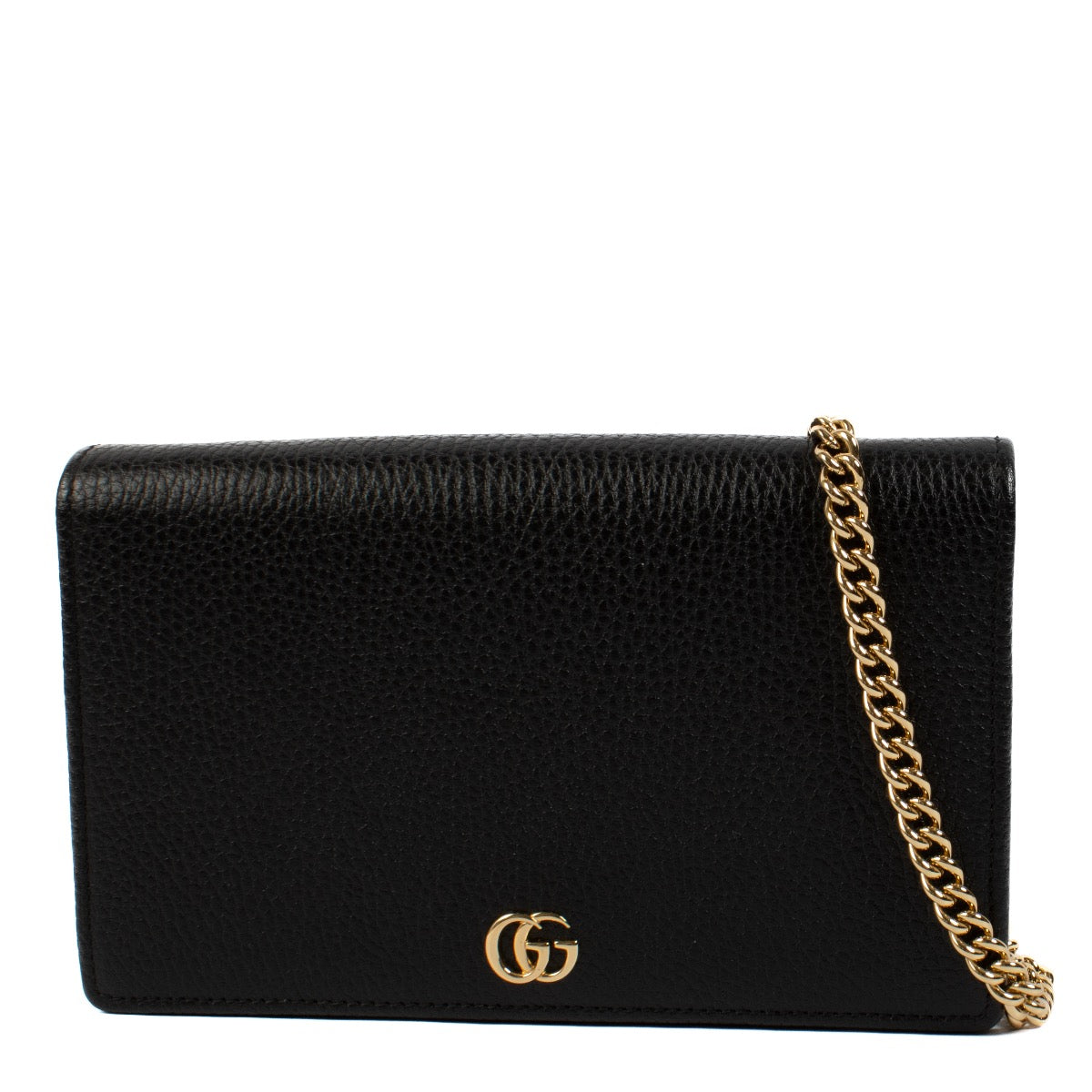 shop 100% authentic second hand Gucci Black Leather GG Marmont Chain Mini Bag on Labellov.com