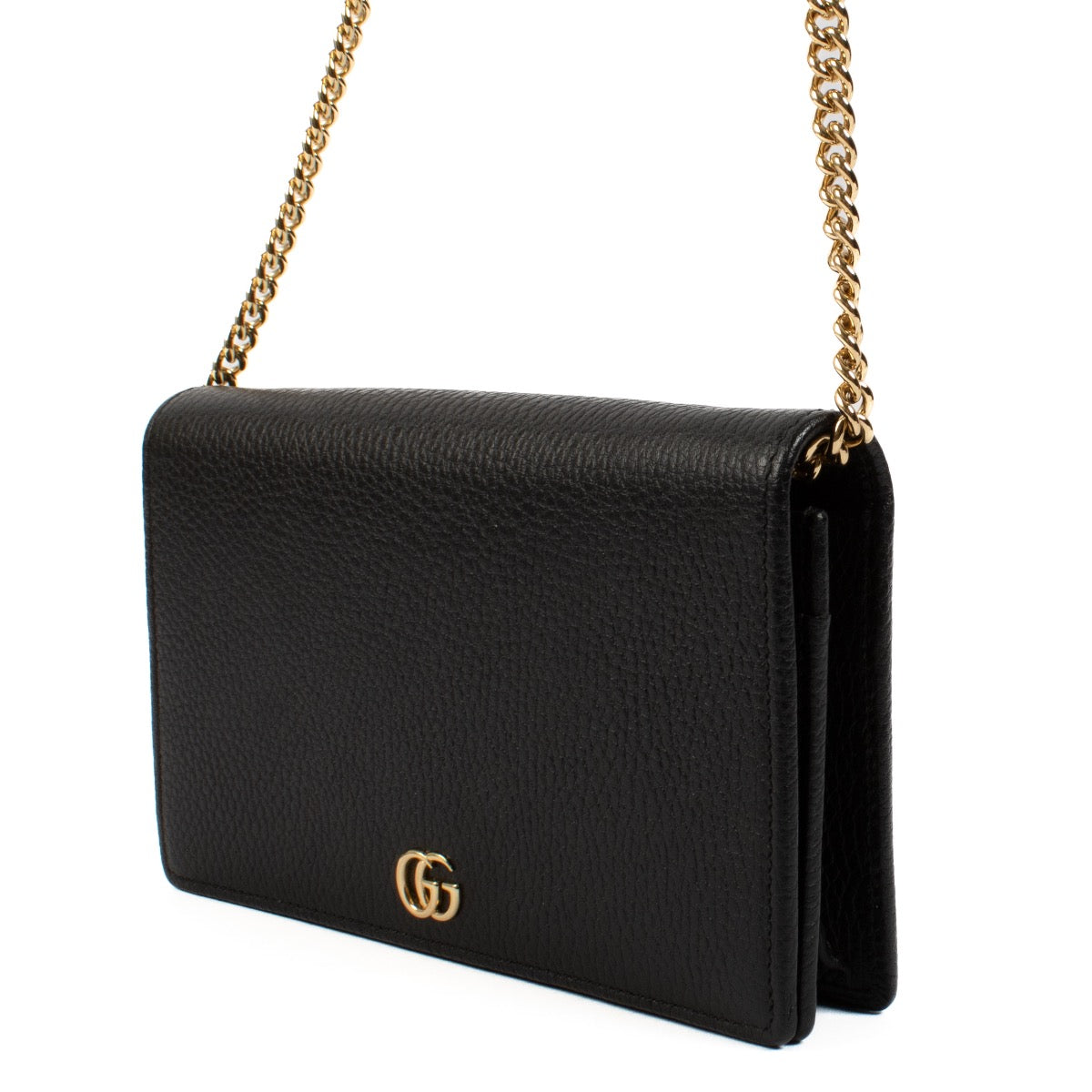 shop 100% authentic second hand Gucci Black Leather GG Marmont Chain Mini Bag on Labellov.com