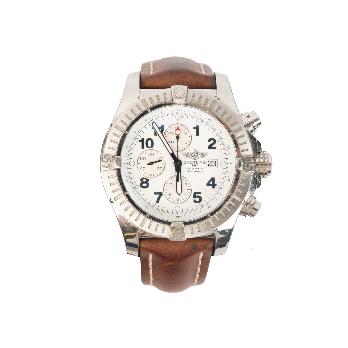 Shop safe online at Labellov this 100% authentic second hand Breitling Steel Super Avenger Watch