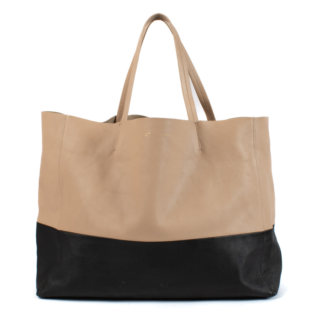 Celine Black and Nude Horizontal Bi-Cabas Bag