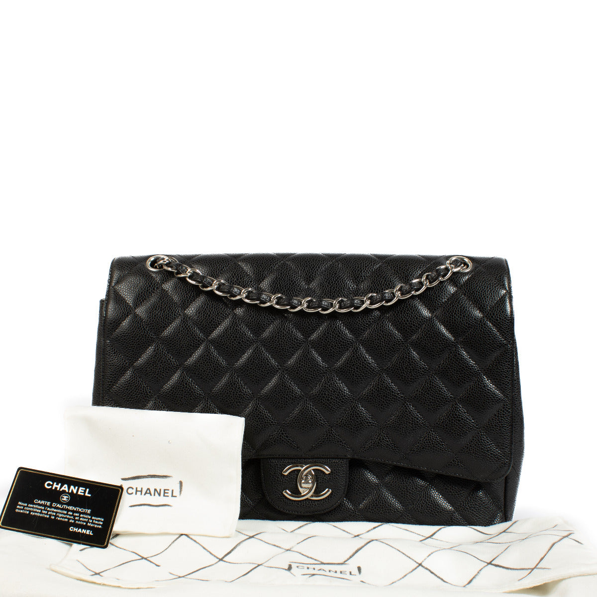 Are you looking for an Chanel Black Caviar Leather Large Classic Flap Bag.