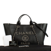 shop 100% authentic second hand Chanel Deauville Studded Logo Large Shopping Bag on Labellov.com