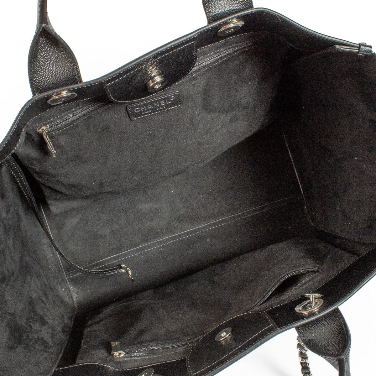 shop 100% authentic second hand Chanel Deauville Studded Logo Large Shopping Bag on Labellov.com