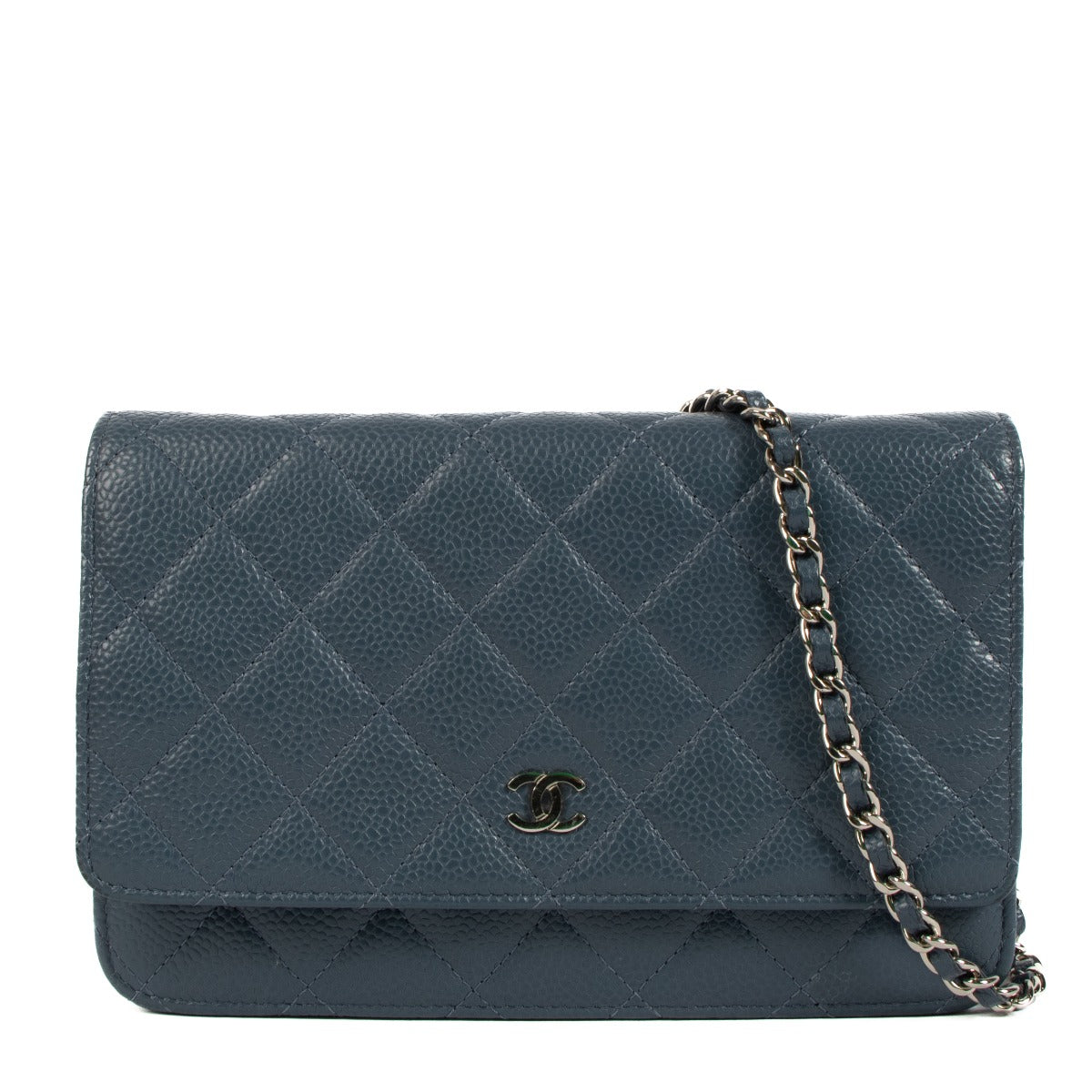 Chanel Jeans Blue Caviar Classic Wallet On Chain Bag