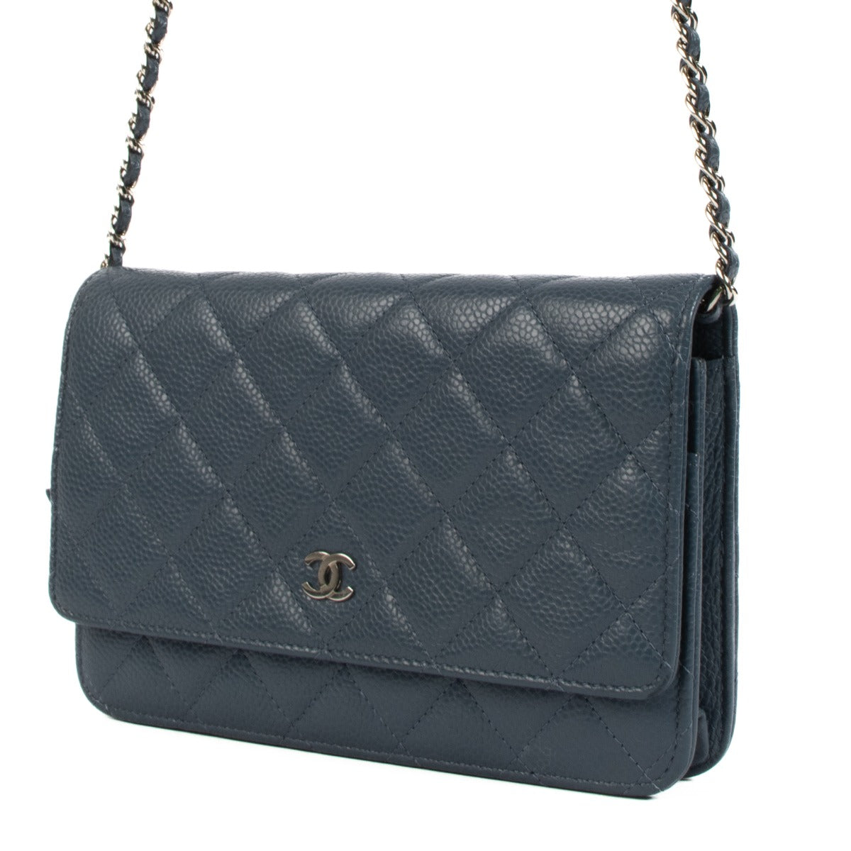 Chanel Jeans Blue Caviar Classic Wallet On Chain Tas