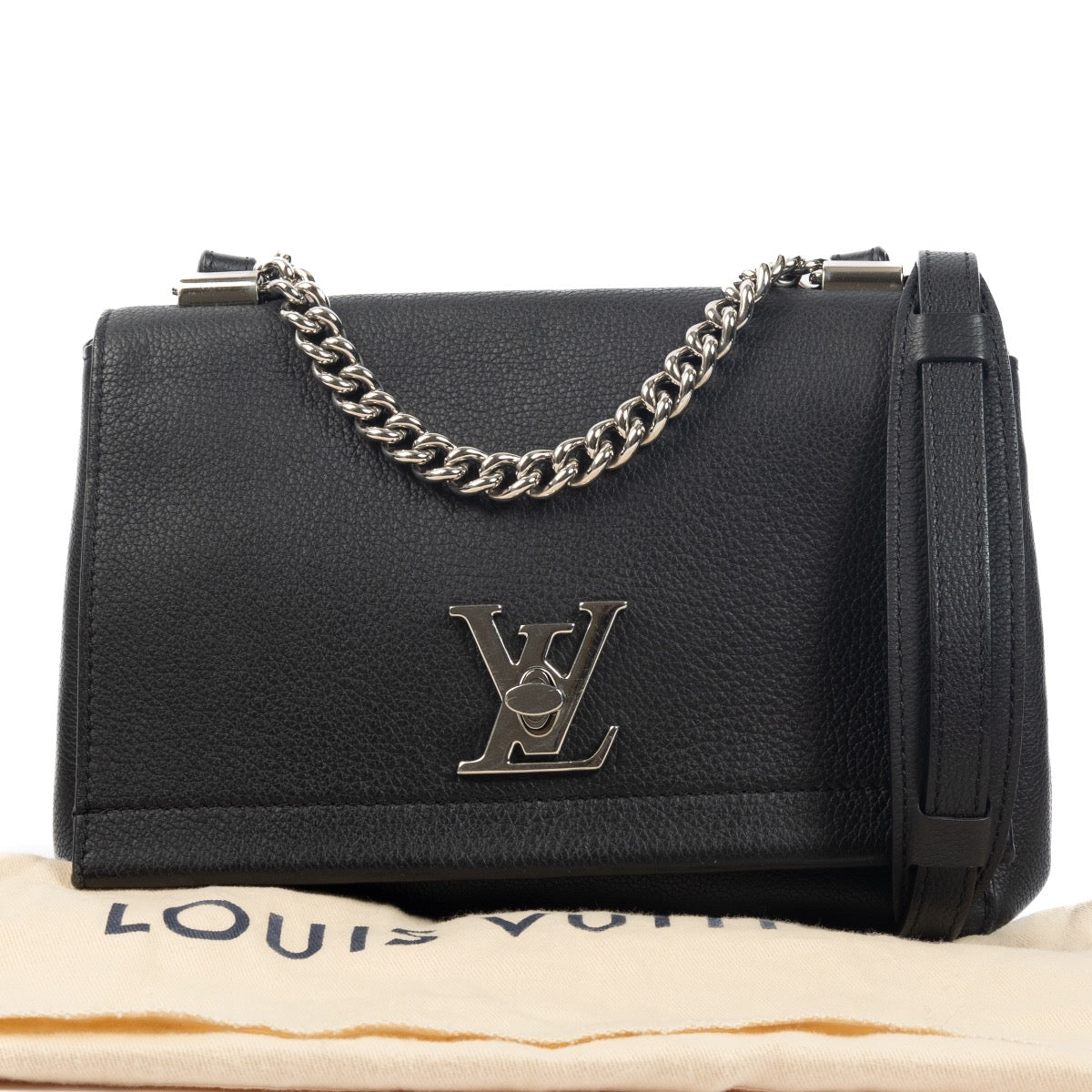 Shop safe online at Labellov in Antwerp, Brussels and Knokke this 100% authentic second hand Louis Vuitton Black Lockme Crossbody
