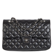 Chanel Medium Classic Black Quilted Double Flap Lambskin Bag