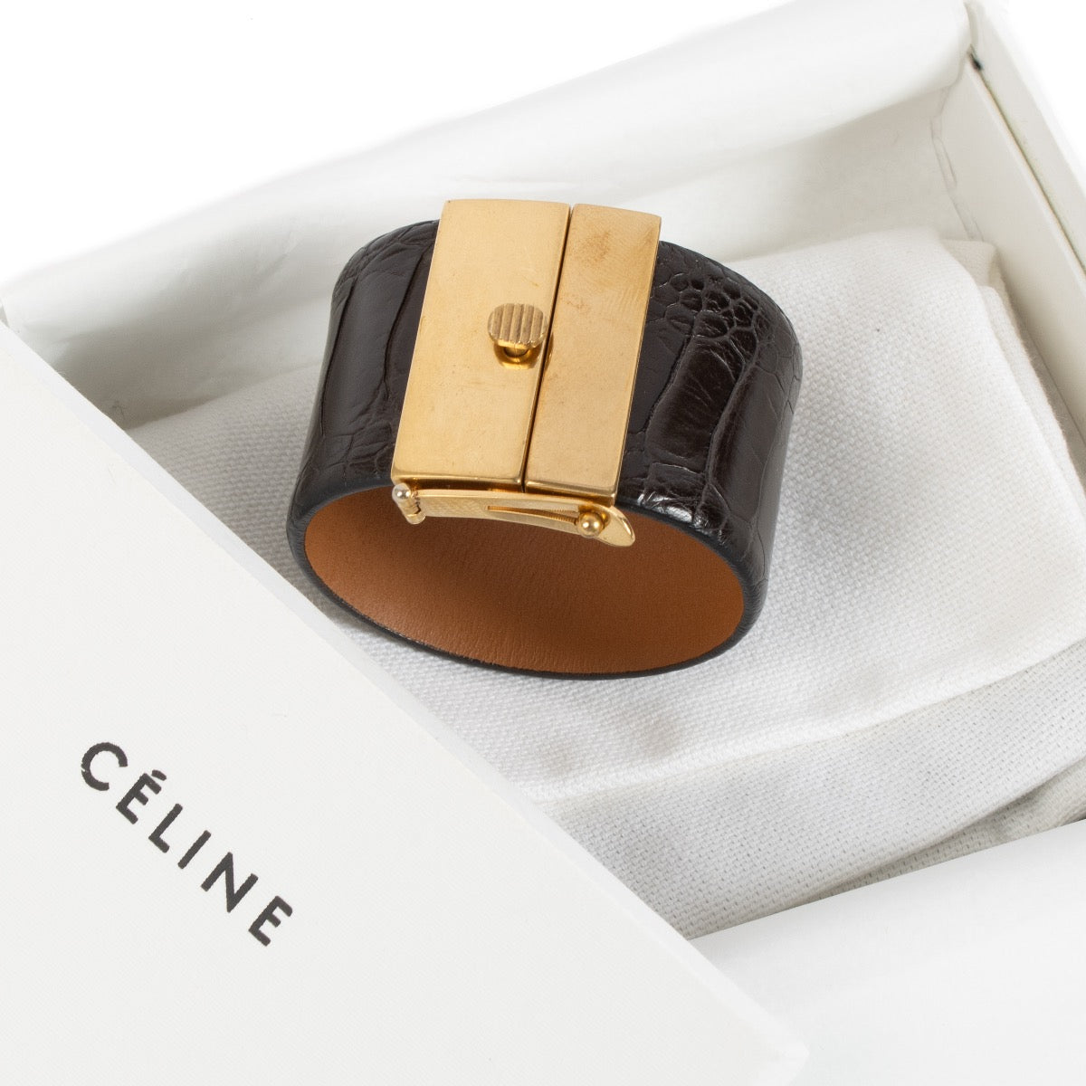 Shop 100% authentic second hand Celine Black Python Embossed Bracelet on Labellov.com