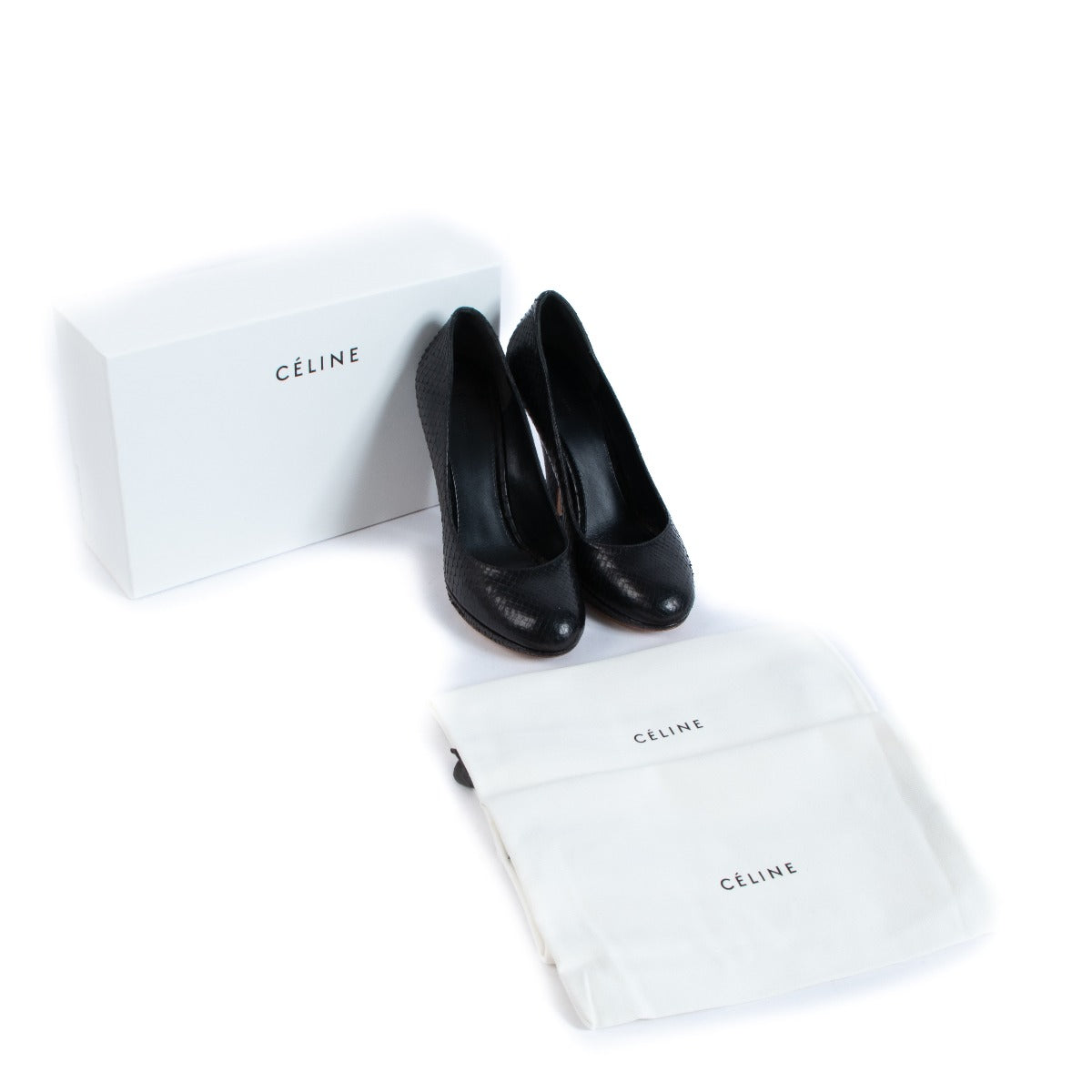 Celine Black Python Pumps