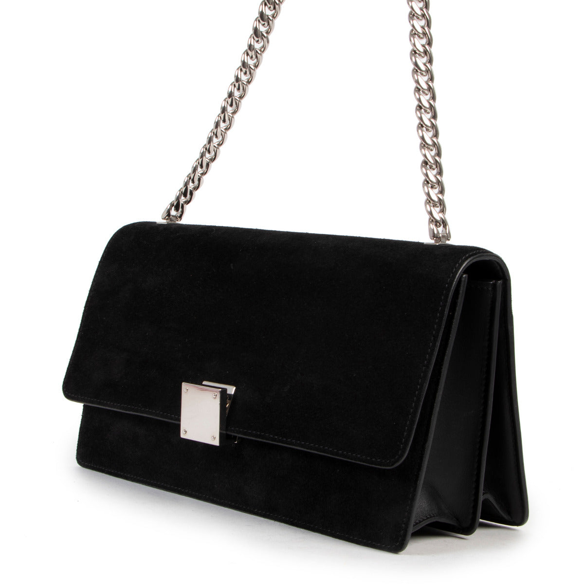 Celine Black Suede Medium Case Chain Bag