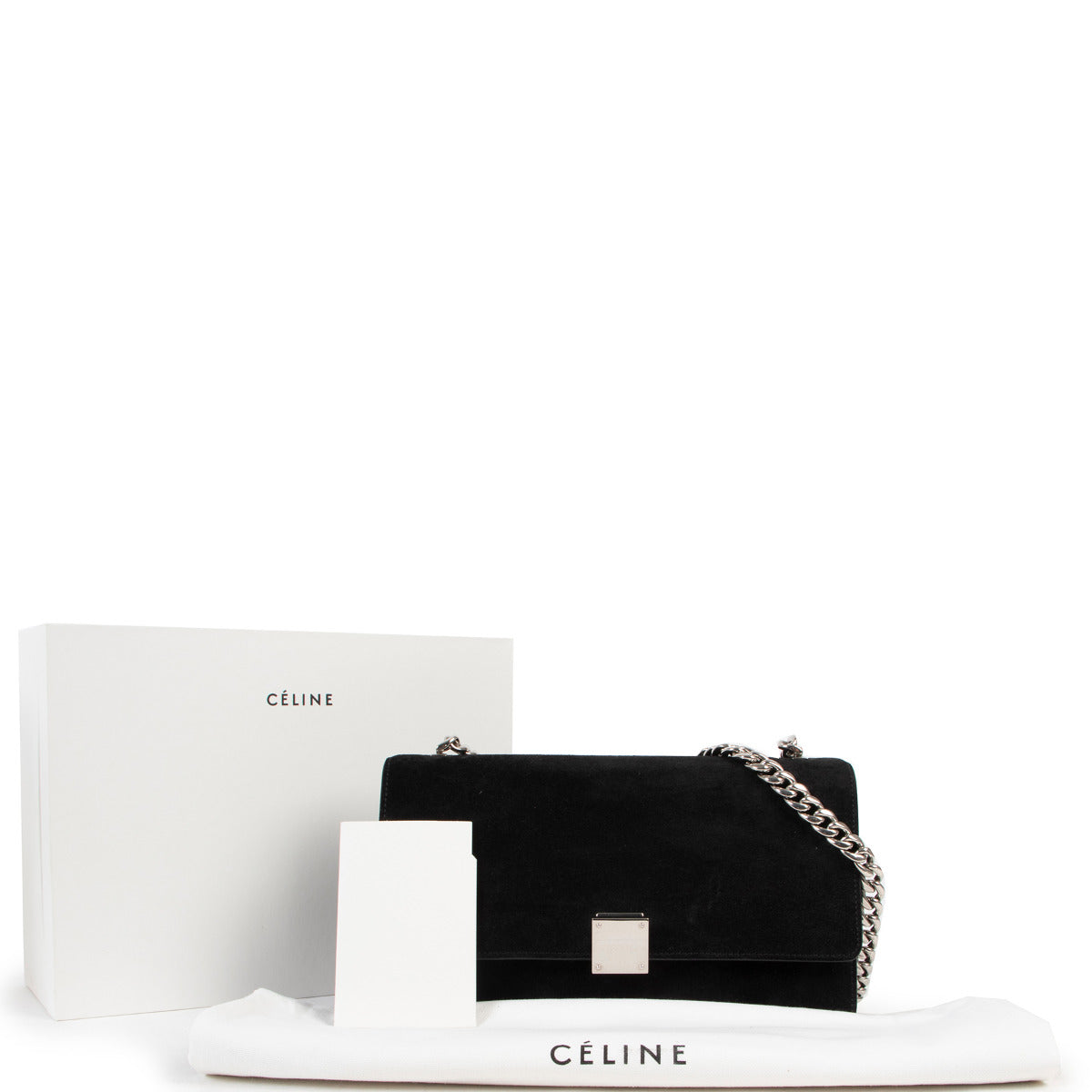 Celine Black Suede Classic Box Large Crossbody for the best price at Labellov