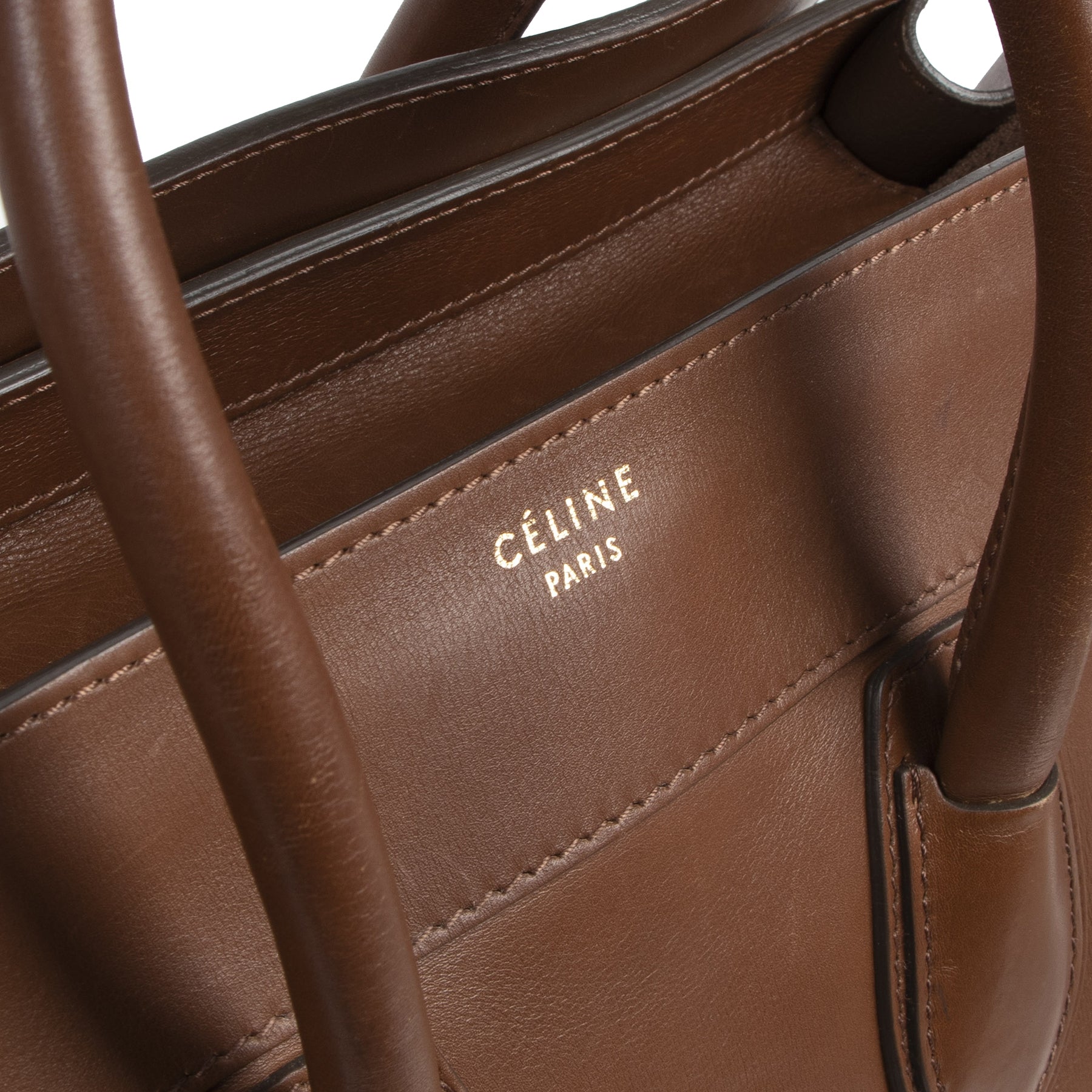 Céline Cognac Mini Luggage Tote