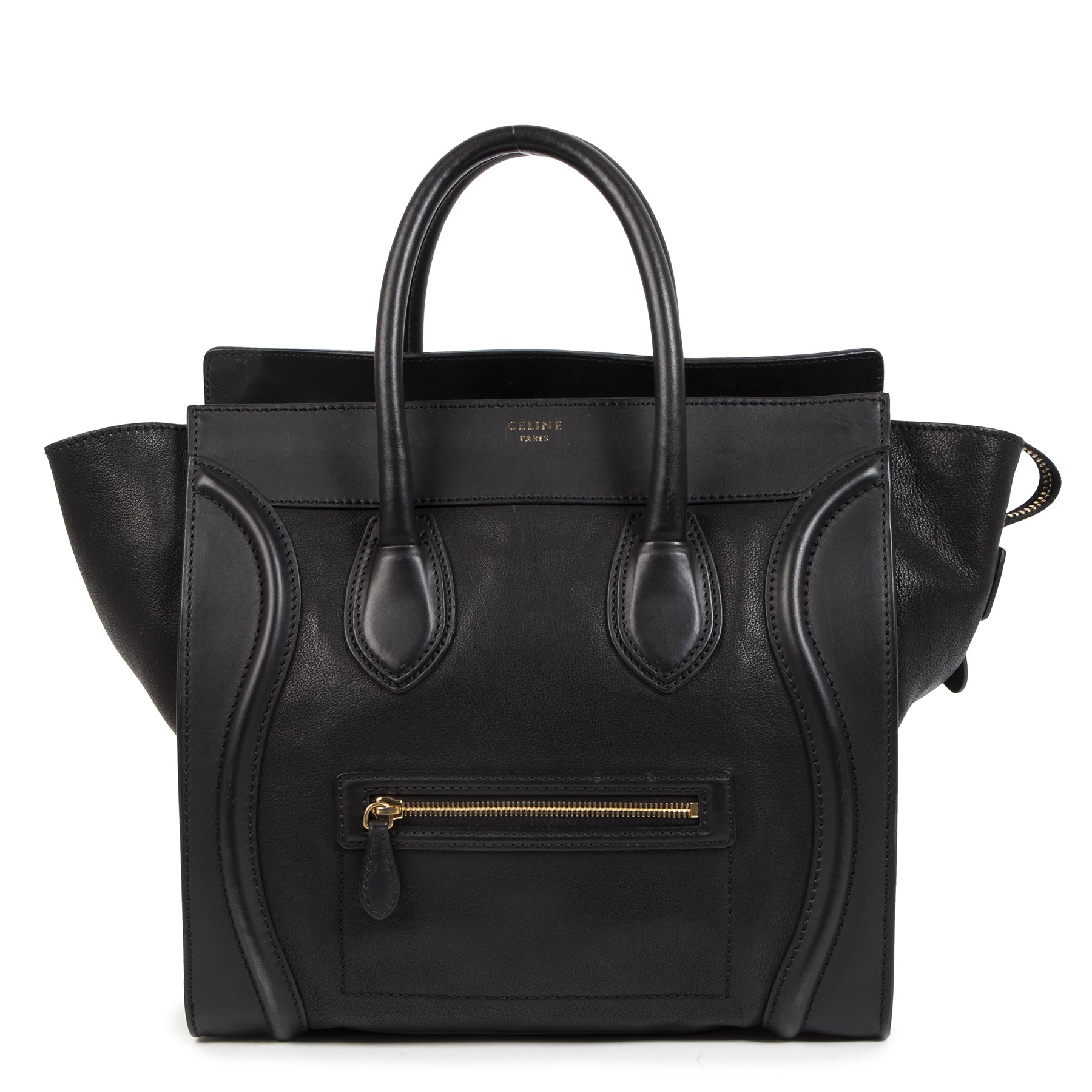 Céline Black Calfskin Mini Luggage Handbag for the best price available online at Labellov seconhand luxury