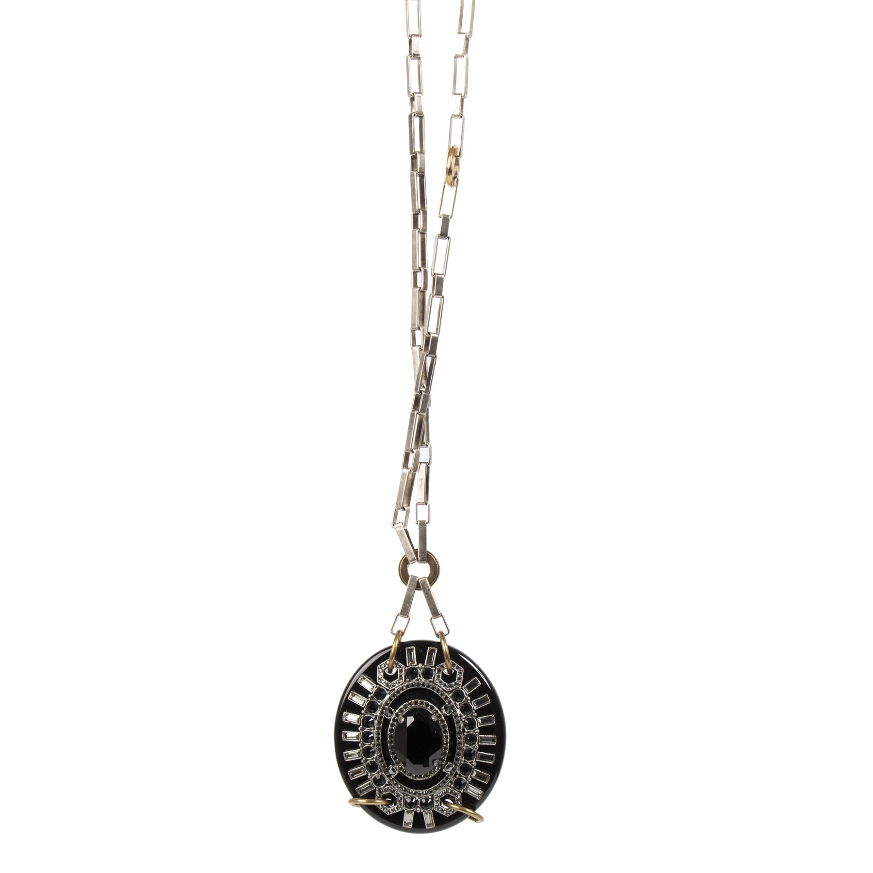 Lanvin Sautoir Pendentif Metal Circle Pendant Necklace