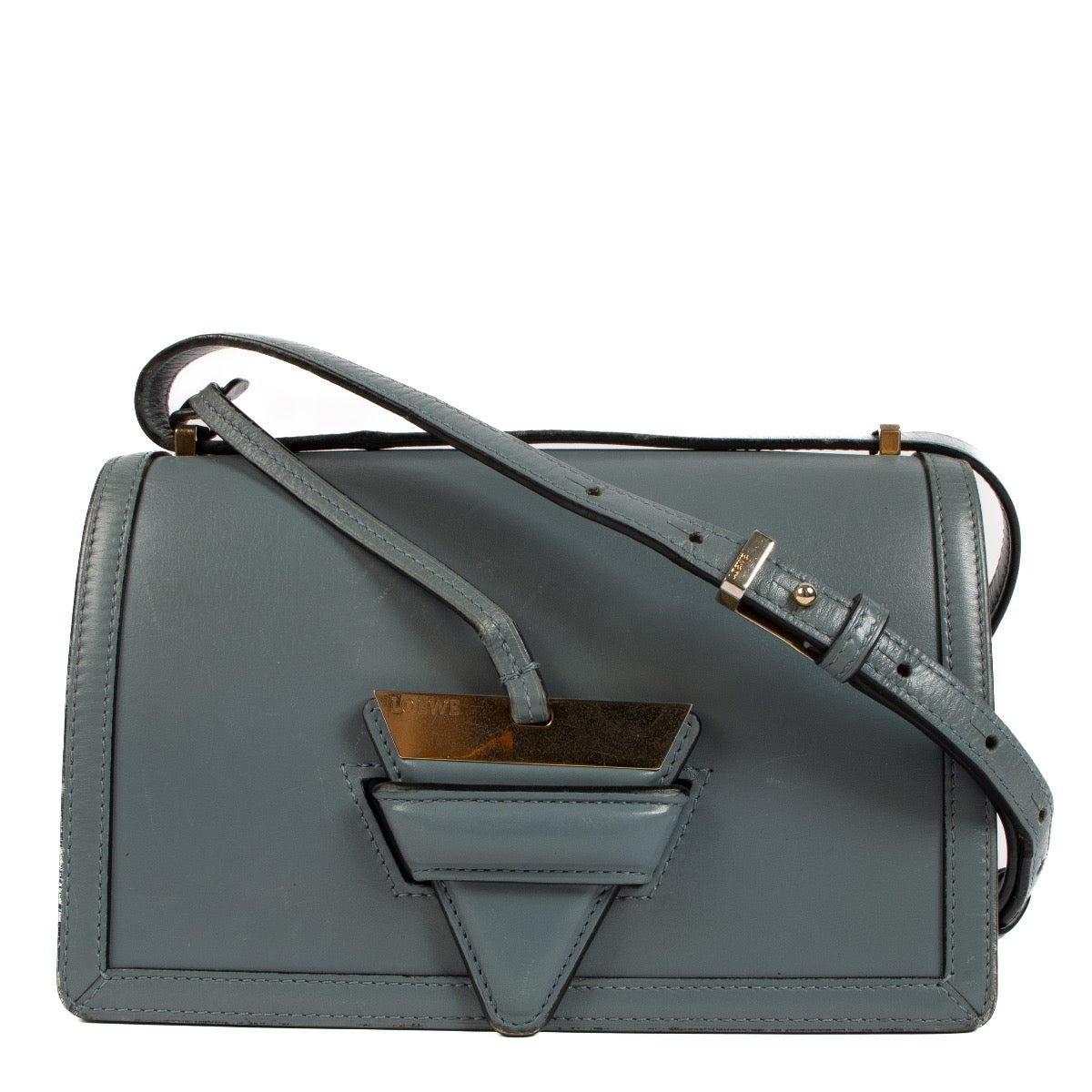 Shop safe online at Labellov in Antwerp, Brussels and Knokke these 100% authentic second hand Loewe Blue Leather Barcelona Crossbody Bag