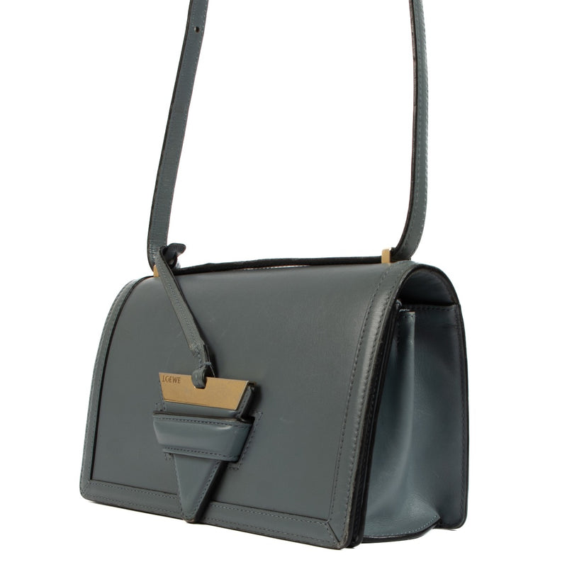 Shop safe online at Labellov in Antwerp, Brussels and Knokke these 100% authentic second hand Loewe Blue Leather Barcelona Crossbody Bag