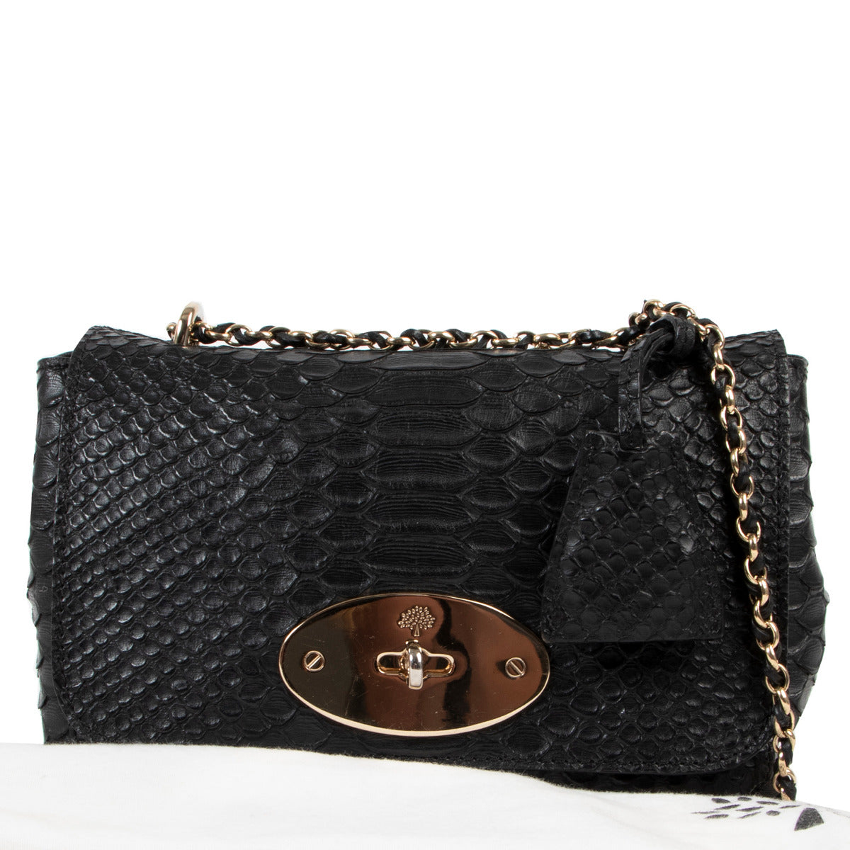 Sac Mulberry Lily Noir Imprimé Serpent Soie
