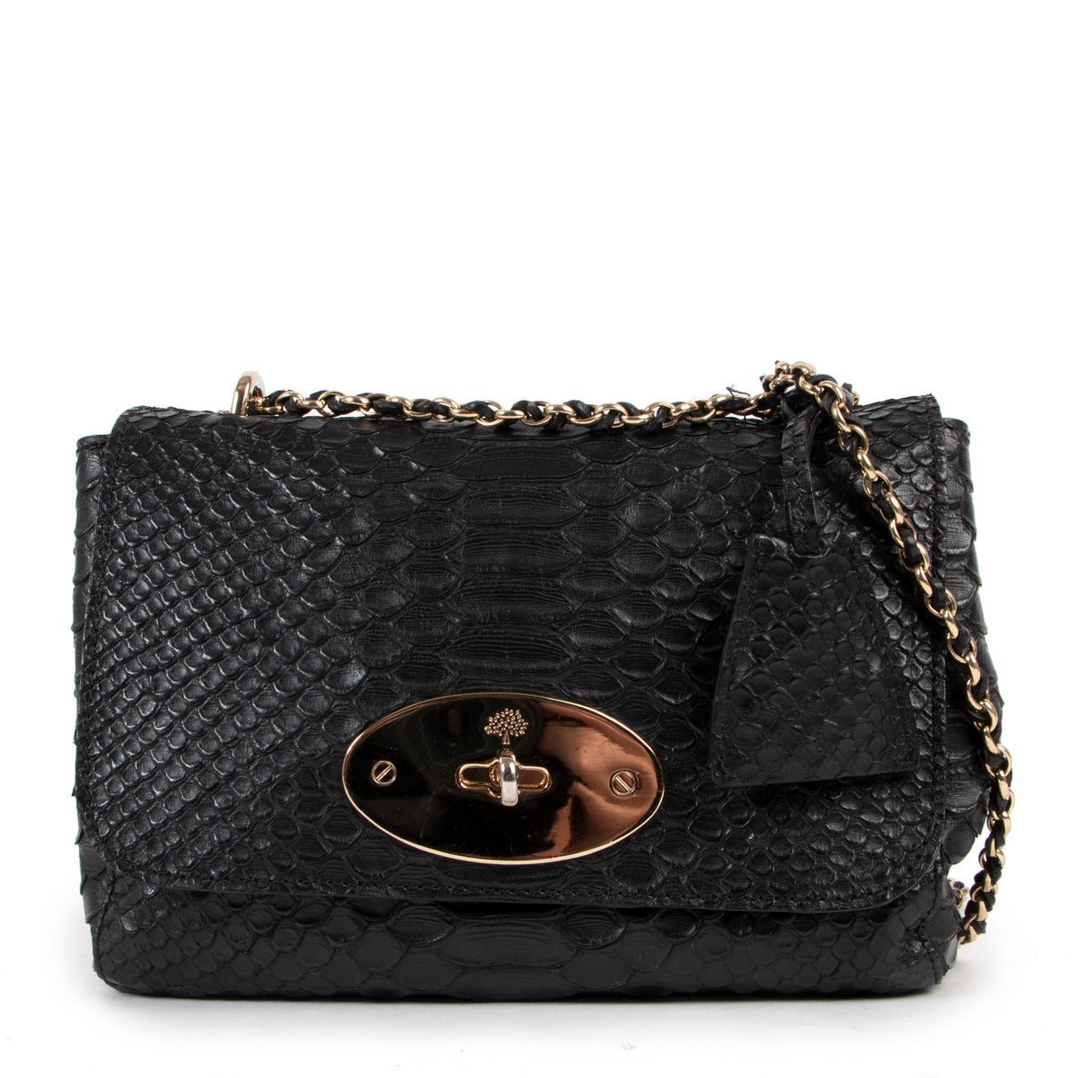 Mulberry Lily Black Silky Snake Printed Bag