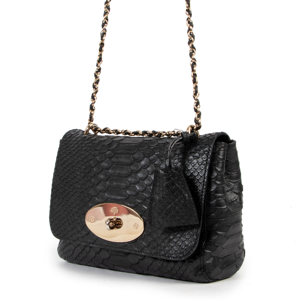 Sac Mulberry Lily Noir Imprimé Serpent Soie