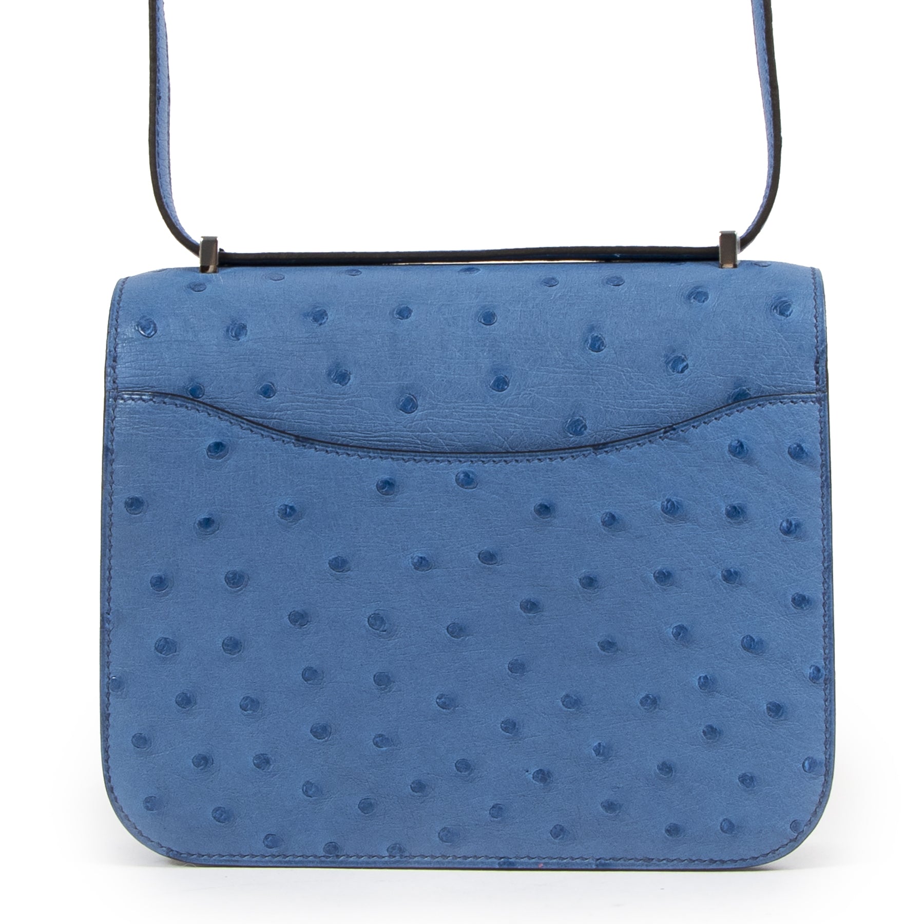 Hermès Constance Mini 18 Bleu Mykonos Autruche Accastillage Palladium
